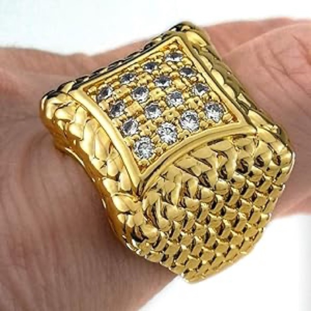 Stainless steel Gold and Silver Men's Statement Ring size:13